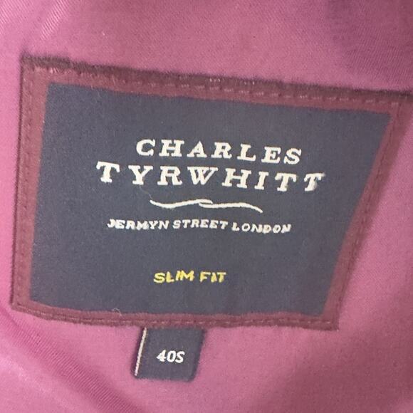 Charles Tyrwhitt Slim Fit Gray Wool Blazer Sport Coat Jacket Men’s 40S Merino - Picture 7 of 11